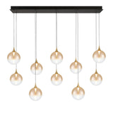 Iissa Linear Chandelier 10 Lights Gold Globe Amber Glass By Eurofase