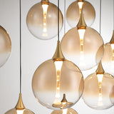 Iissa Linear Chandelier 10 Lights Gold Globe Amber Glass By Eurofase Lifestyle View