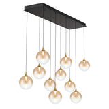 Iissa Linear Chandelier 10 Lights Gold Globe Amber Glass By Eurofase Side View1