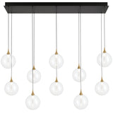Iissa Linear Chandelier 10 Lights Gold Globe Clear Glass By Eurofase1