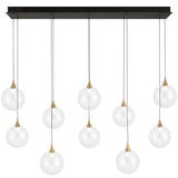 Iissa Linear Chandelier 10 Lights Gold Globe Clear Glass By Eurofase