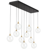 Iissa Linear Chandelier 10 Lights Gold Globe Clear Glass By Eurofase Side View1