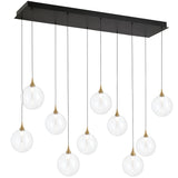 Iissa Linear Chandelier 10 Lights Gold Globe Clear Glass By Eurofase Side View