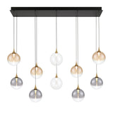 Iissa Linear Chandelier 10 Lights Gold Globe Mixed Glass By Eurofase1