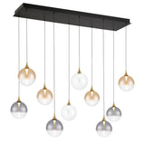 Iissa Linear Chandelier 10 Lights Gold Globe Mixed Glass By Eurofase Side View