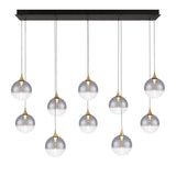 Iissa Linear Chandelier 10 Lights Gold Globe Smoked Glass By Eurofase