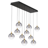 Iissa Linear Chandelier 10 Lights Gold Globe Smoked Glass By Eurofase Side View1