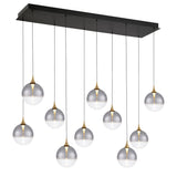 Iissa Linear Chandelier 10 Lights Gold Globe Smoked Glass By Eurofase Side View