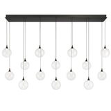 Iissa Linear Chandelier 14 Lights Black Globe Clear Glass By Eurofase1