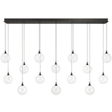 Iissa Linear Chandelier 14 Lights Black Globe Clear Glass By Eurofase