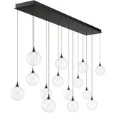 Iissa Linear Chandelier 14 Lights Black Globe Clear Glass By Eurofase Side View1