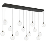 Iissa Linear Chandelier 14 Lights Black Globe Clear Glass By Eurofase Side View
