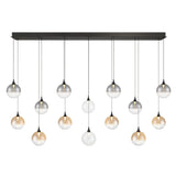 Iissa Linear Chandelier 14 Lights Black Globe Mixed Glass By Eurofase