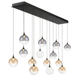 Iissa Linear Chandelier 14 Lights Black Globe Mixed Glass By Eurofase Side View1