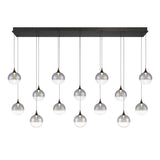 Iissa Linear Chandelier 14 Lights Black Globe Smoked Glass By Eurofase1