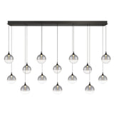 Iissa Linear Chandelier 14 Lights Black Globe Smoked Glass By Eurofase