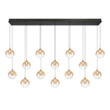 Iissa Linear Chandelier 14 Lights Gold Globe Amber Glass By Eurofase1