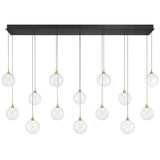 Iissa Linear Chandelier 14 Lights Gold Globe Clear Glass By Eurofase1