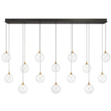 Iissa Linear Chandelier 14 Lights Gold Globe Clear Glass By Eurofase