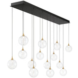 Iissa Linear Chandelier 14 Lights Gold Globe Clear Glass By Eurofase Side View1