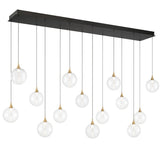 Iissa Linear Chandelier 14 Lights Gold Globe Clear Glass By Eurofase Side View