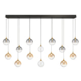 Iissa Linear Chandelier 14 Lights Gold Globe Mixed Glass By Eurofase