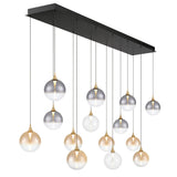 Iissa Linear Chandelier 14 Lights Gold Globe Mixed Glass By Eurofase Side View1