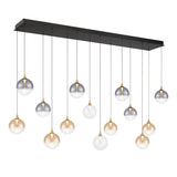 Iissa Linear Chandelier 14 Lights Gold Globe Mixed Glass By Eurofase Side View