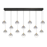 Iissa Linear Chandelier 14 Lights Gold Globe Smoked Glass By Eurofase1