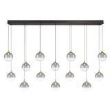 Iissa Linear Chandelier 14 Lights Gold Globe Smoked Glass By Eurofase