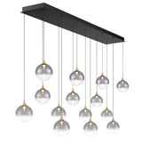 Iissa Linear Chandelier 14 Lights Gold Globe Smoked Glass By Eurofase Side View1