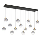 Iissa Linear Chandelier 14 Lights Gold Globe Smoked Glass By Eurofase Side View
