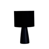 Ingá Table Lamp by Geo Contemporary in Black ceramic with a Black fabric shade and chrome details