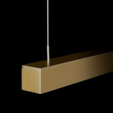 Ingot LED Linear Suspension detail in Modern Brass, by Hubbardton Forge