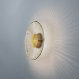 Inviso Wall Sconce by Cerno - Brushed Brass disc, Walnut, side view