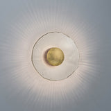 Inviso Wall Sconce by Cerno - Mottled Brass disc, Walnut