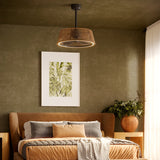Isla Ceiling Fan Matte Black Braided Rope By Kuzco - Lifestyle View