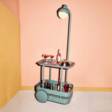 Jolly Trolley Lighted Bar Cart - Dark Sage, set up as a bar