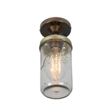 Jam Jar Flush Ceiling Light - Antique Brass