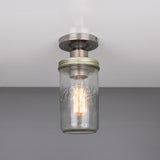 Jam Jar Flush Ceiling Light - Antique Silver