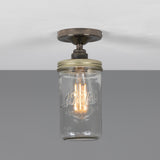Jam Jar Flush Ceiling Light - Antique Silver