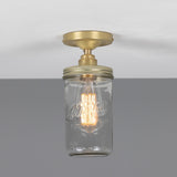 Jam Jar Flush Ceiling Light - Satin Brass