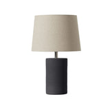 Jatobá Table Lamp by Geo Contemporary in Graphite ceramic with a Rustic Linen fabric shade and chrome details