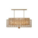 Jayna Linear Oval Rattan Chandelier 41.75'' Burnished Silver