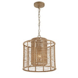 Jayna Rattan Drum Chandelier 12.5'' Burnished Silver