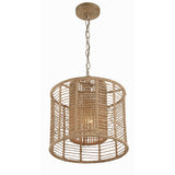 Jayna Rattan Drum Chandelier 12.5'' Burnished Silver