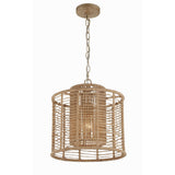 Jayna Rattan Drum Chandelier 12.5'' Burnished Silver