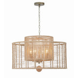 Jayna Rattan Drum Chandelier 25'' Burnished Silver