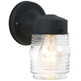 Jelly Jar Outdoor Wall Lantern — Black with Clear Glass