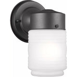 Jelly Jar Outdoor Wall Lantern — Black with Satin Etched Glass